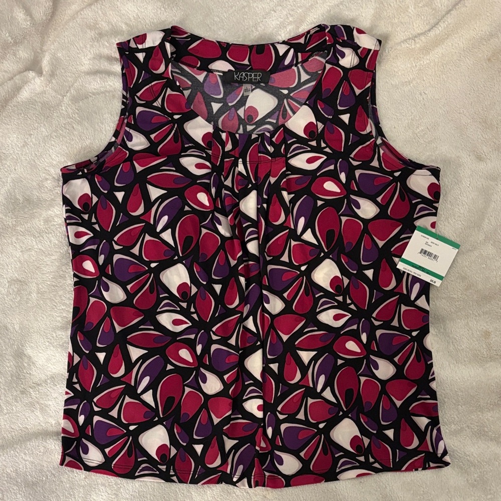 Kasper Women's Sleeveless Blouse - Pink and Purple Print